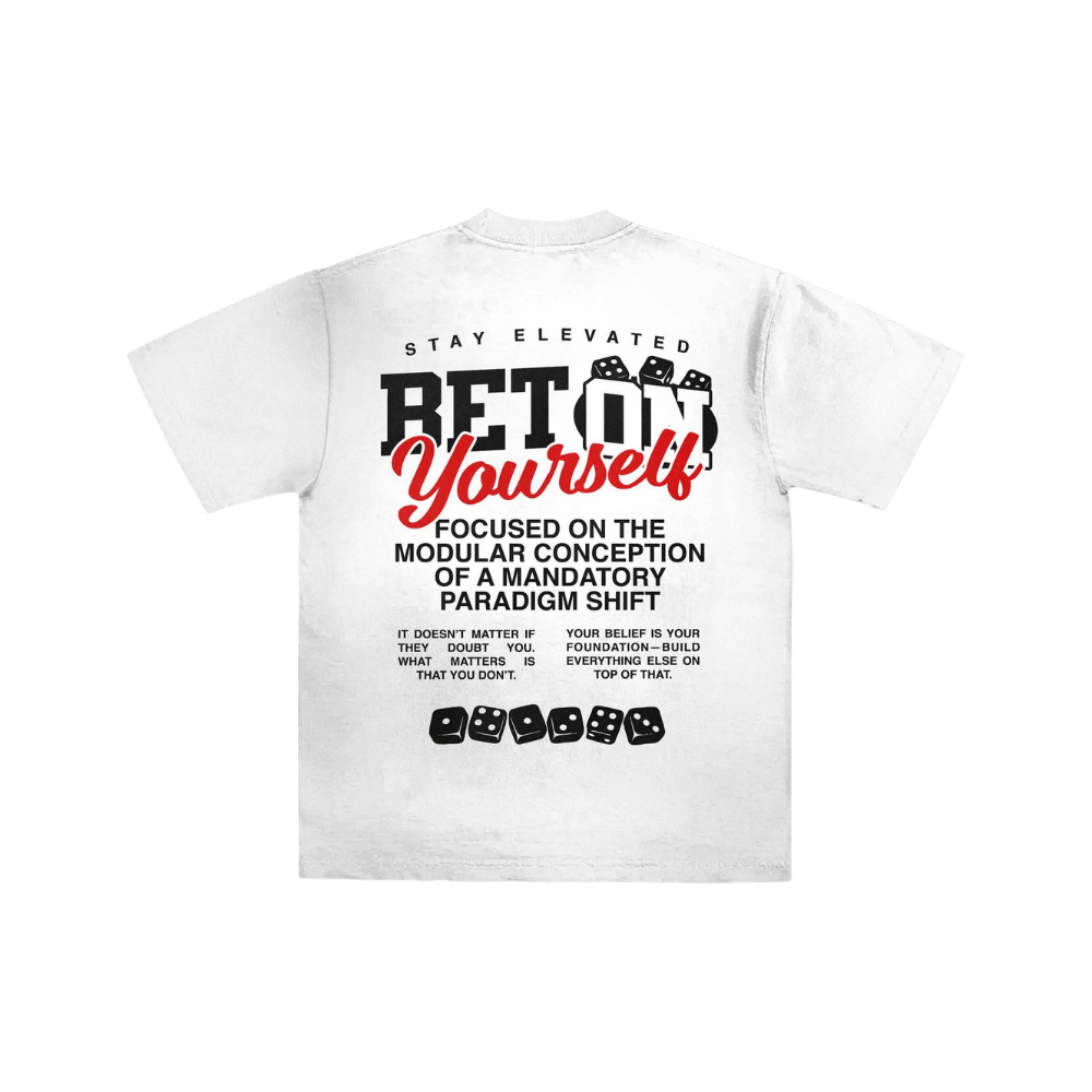 Elevated Lifestyle "Bet On Yourself" Graphic T-Shirt – Premium Unisex Cotton Tee White