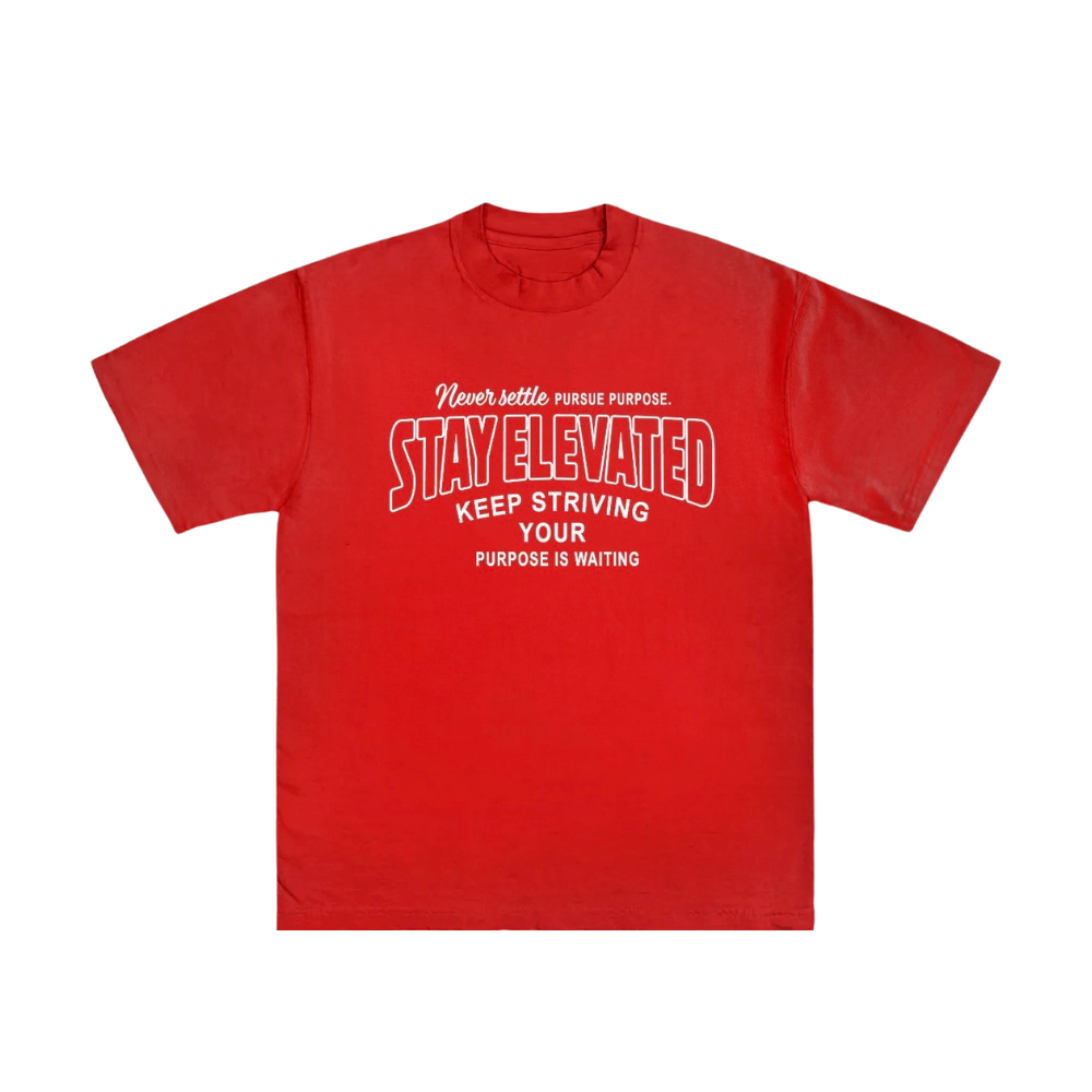Stay Elevated "Purpose Is Waiting" Oversized Graphic T-Shirt – Red Premium Motivational Streetwear Tee