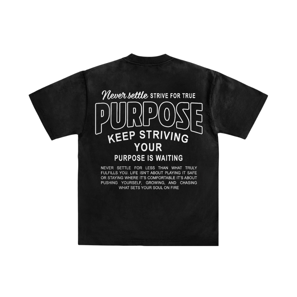 Stay Elevated "Keep Striving Purpose Is Waiting" Oversized Graphic T-Shirt – Premium Streetwear Tee Black